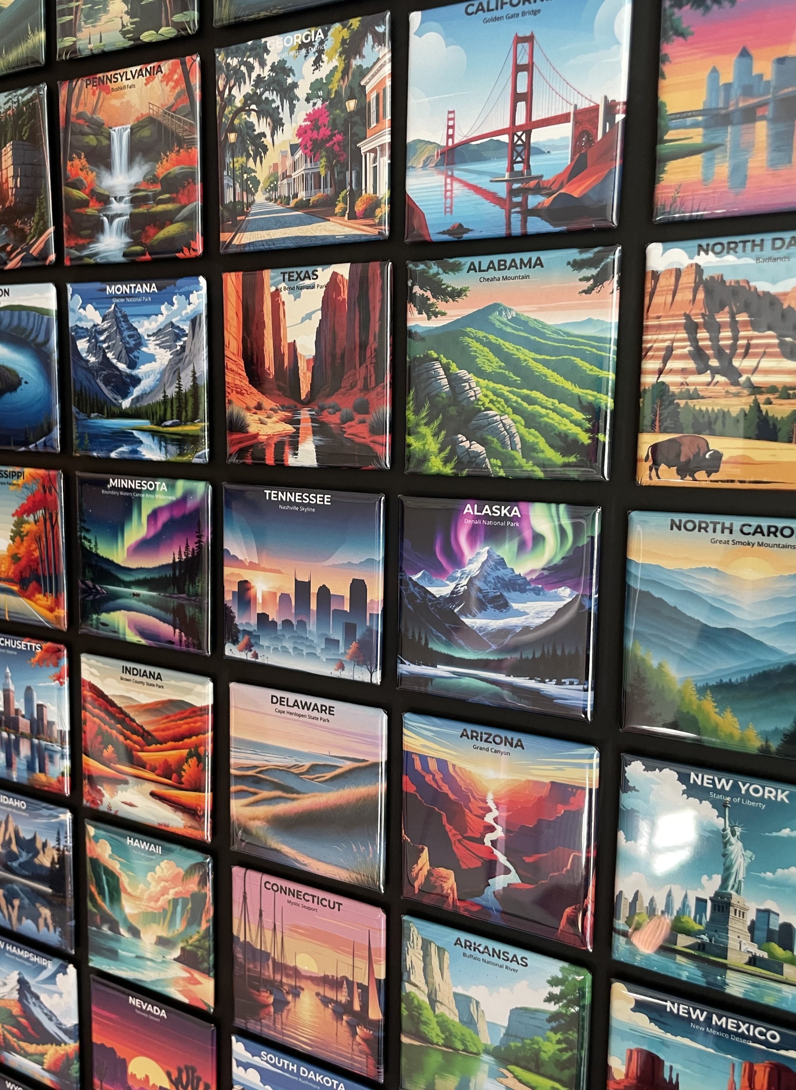 State Fridge Magnets - 2×2 Square - USA State Souvenir Gift - Set of 50 Thumbnail