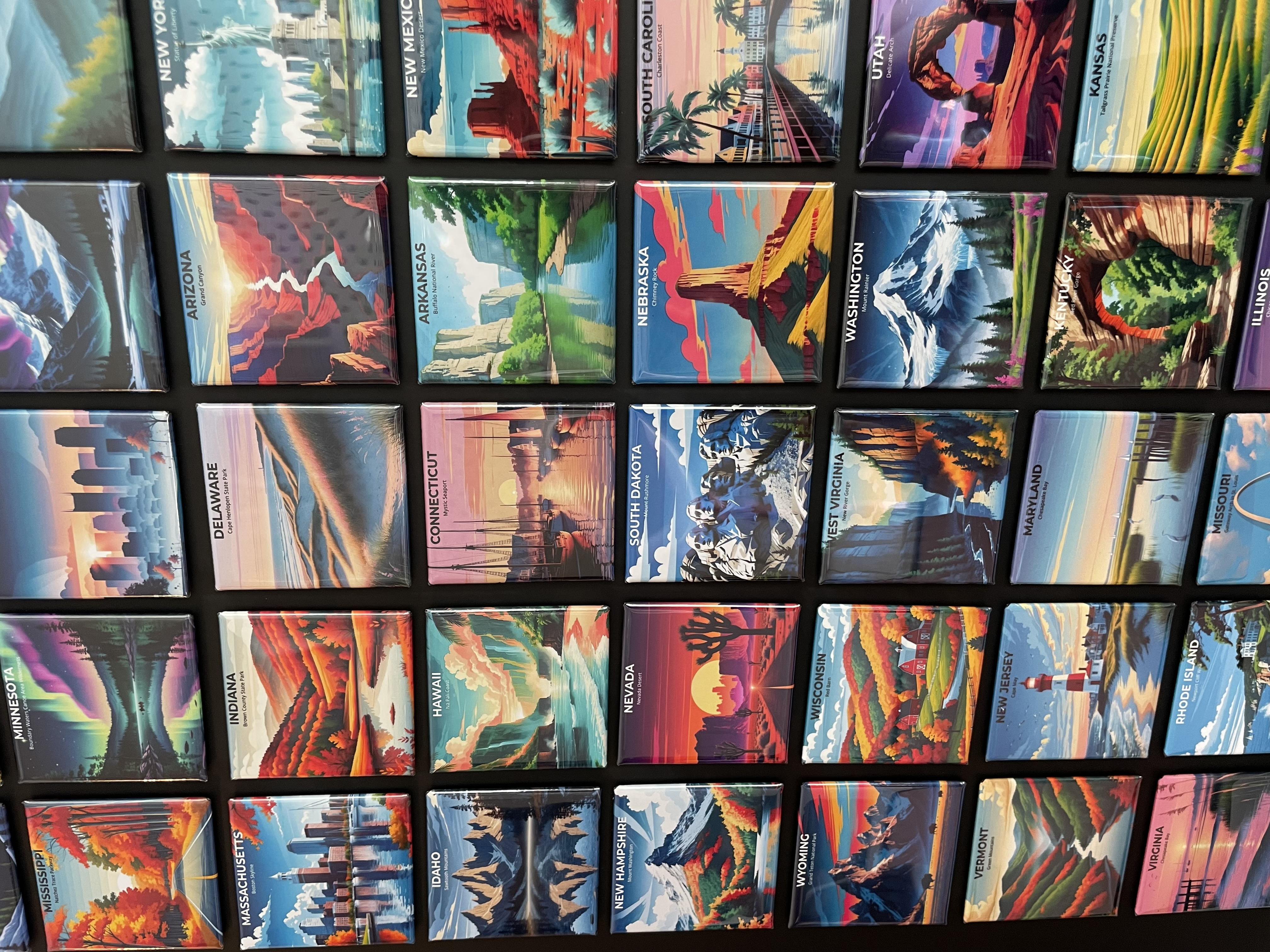 State Fridge Magnets - 2×2 Square - USA State Souvenir Gift - Set of 50