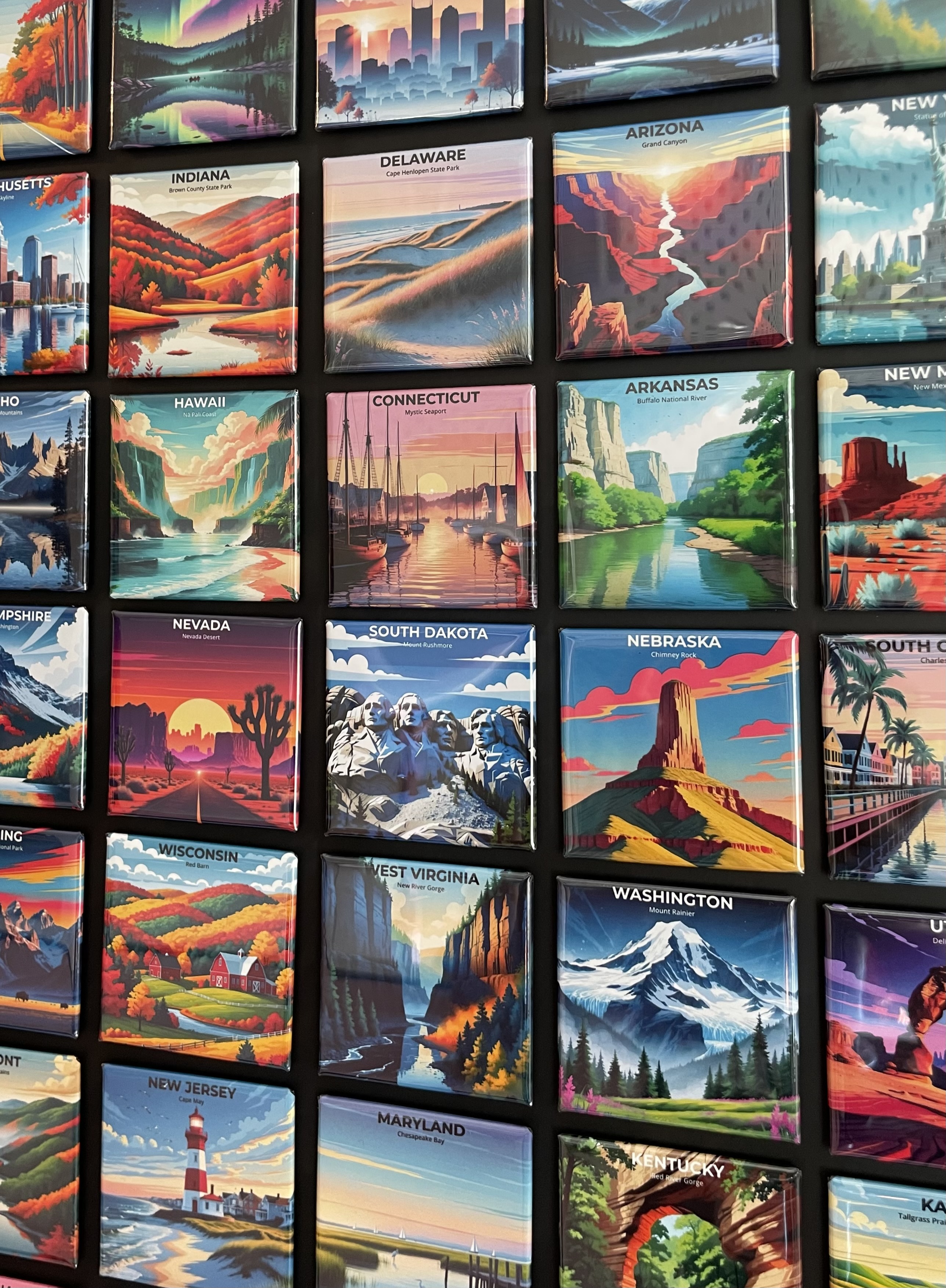 State Fridge Magnets - 2×2 Square - USA State Souvenir Gift - Set of 6 Thumbnail