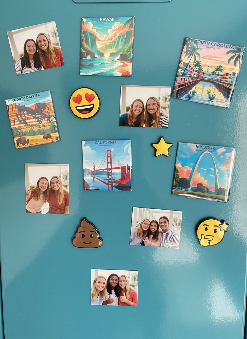 State Fridge Magnets - 2×2 Square - USA State Souvenir Gift - Set of 6